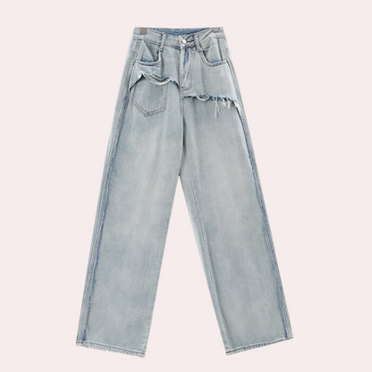 Serina | Stilfulde Distressed Jeans med Brede Ben