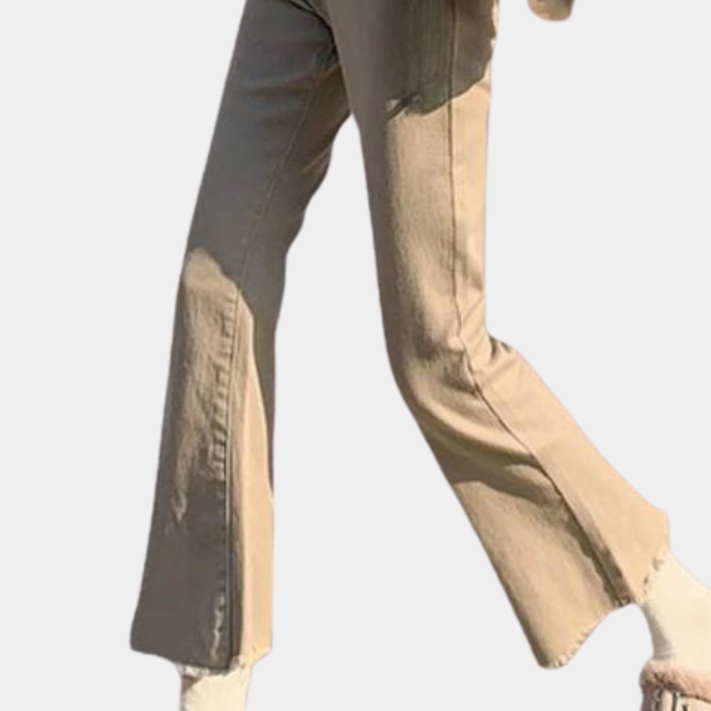 Liva | Stijlvolle hoge taille broek met uitlopende pijpen