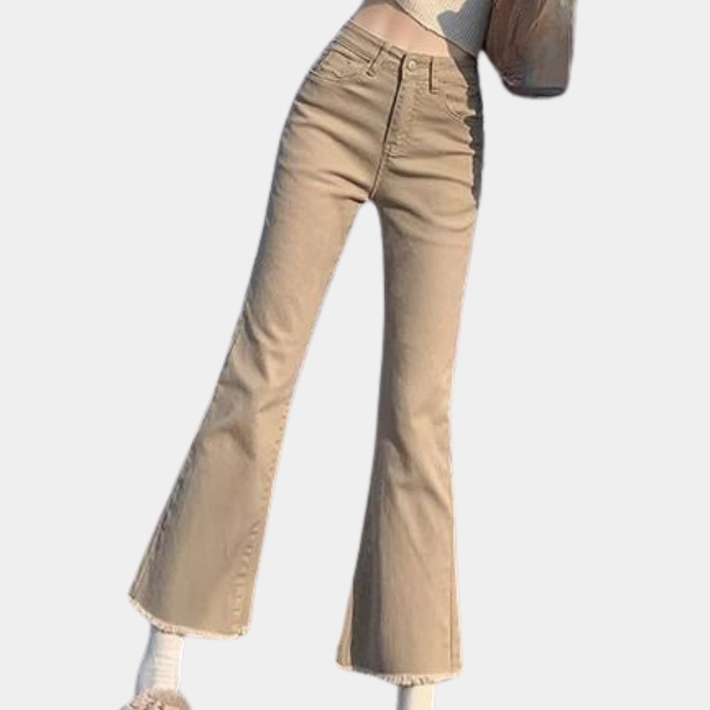Liva | Stijlvolle hoge taille broek met uitlopende pijpen
