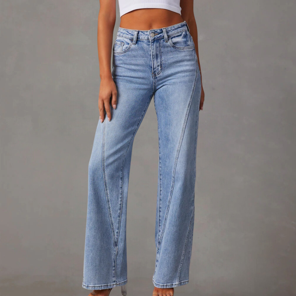 Astrid | Stilfulde Højtaljede Jeans med Brede Ben