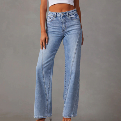 Astrid | Stilfulde Højtaljede Jeans med Brede Ben