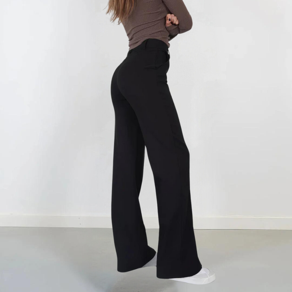 Lise | Stijlvolle high-waist broek met wijde pijpen