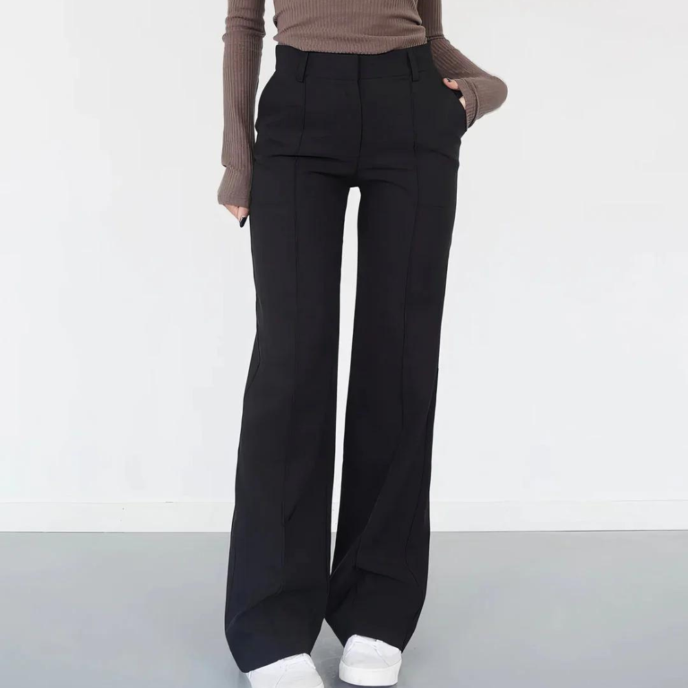 Lise | Stijlvolle high-waist broek met wijde pijpen