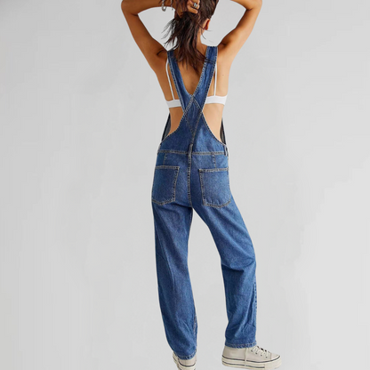 THARAH | Denim dames tuinbroek met gekruiste rug