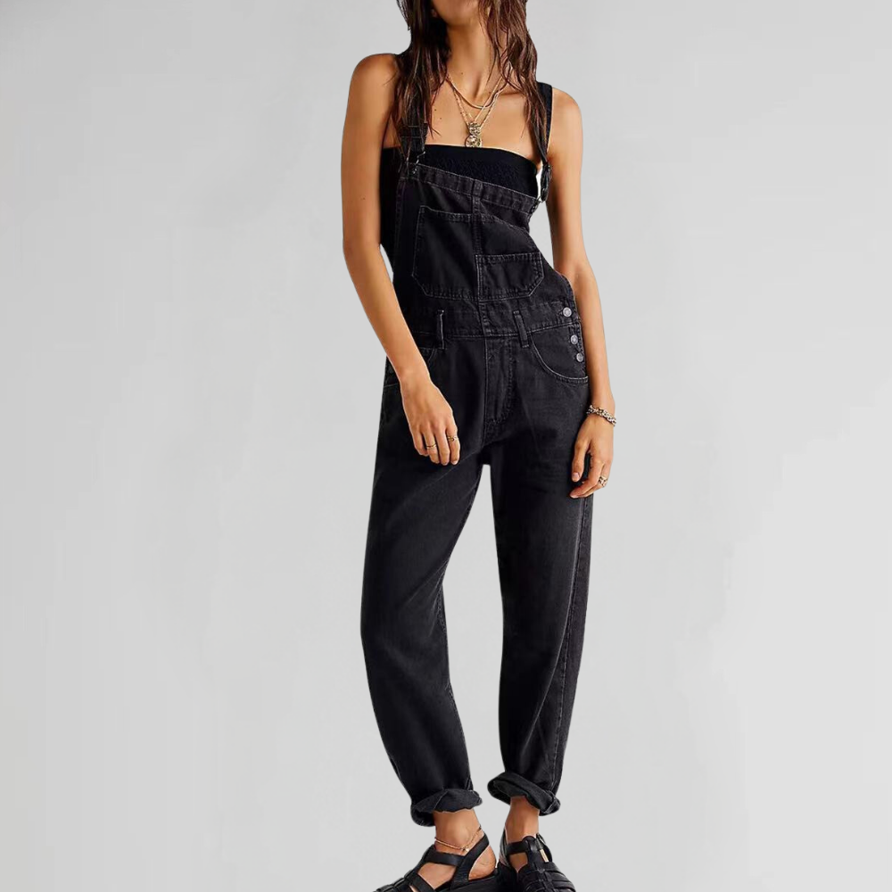 THARAH | Denim dames tuinbroek met gekruiste rug