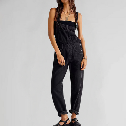 THARAH | Denim dames tuinbroek met gekruiste rug