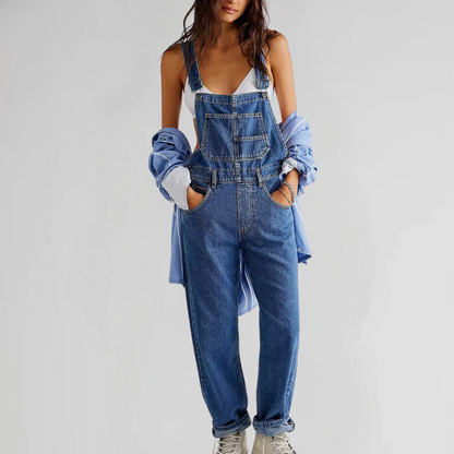 THARAH | Denim dames tuinbroek met gekruiste rug
