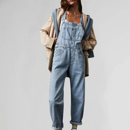THARAH | Denim dames tuinbroek met gekruiste rug