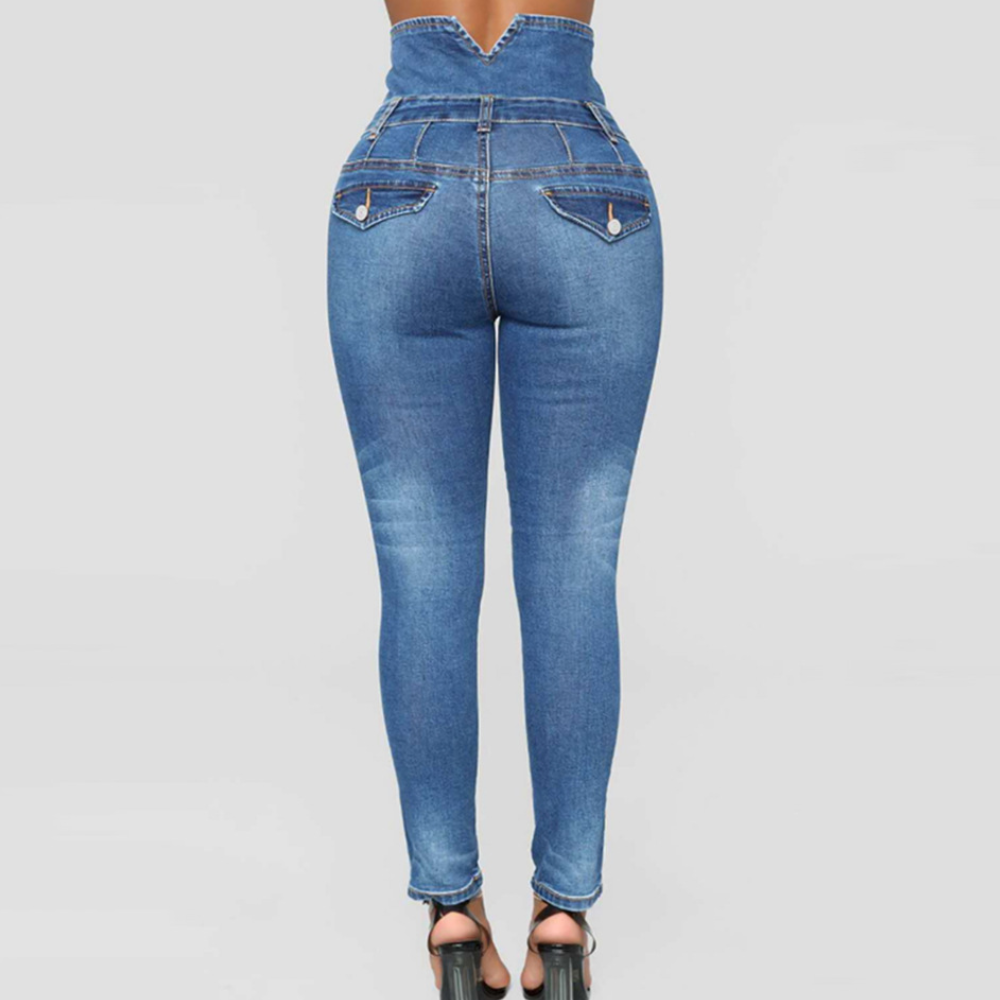 Katja | High-waisted distressed skinny jeans with buttons