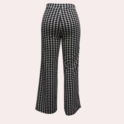 Lotte | Stijlvolle hoge taillebroek met pied-de-poule patroon
