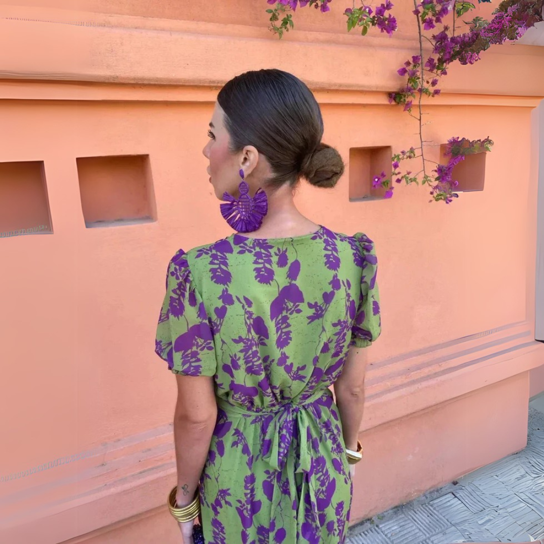 SEGLINDE I KLASSISCH GEBLÜMTES MIDIKLEID
