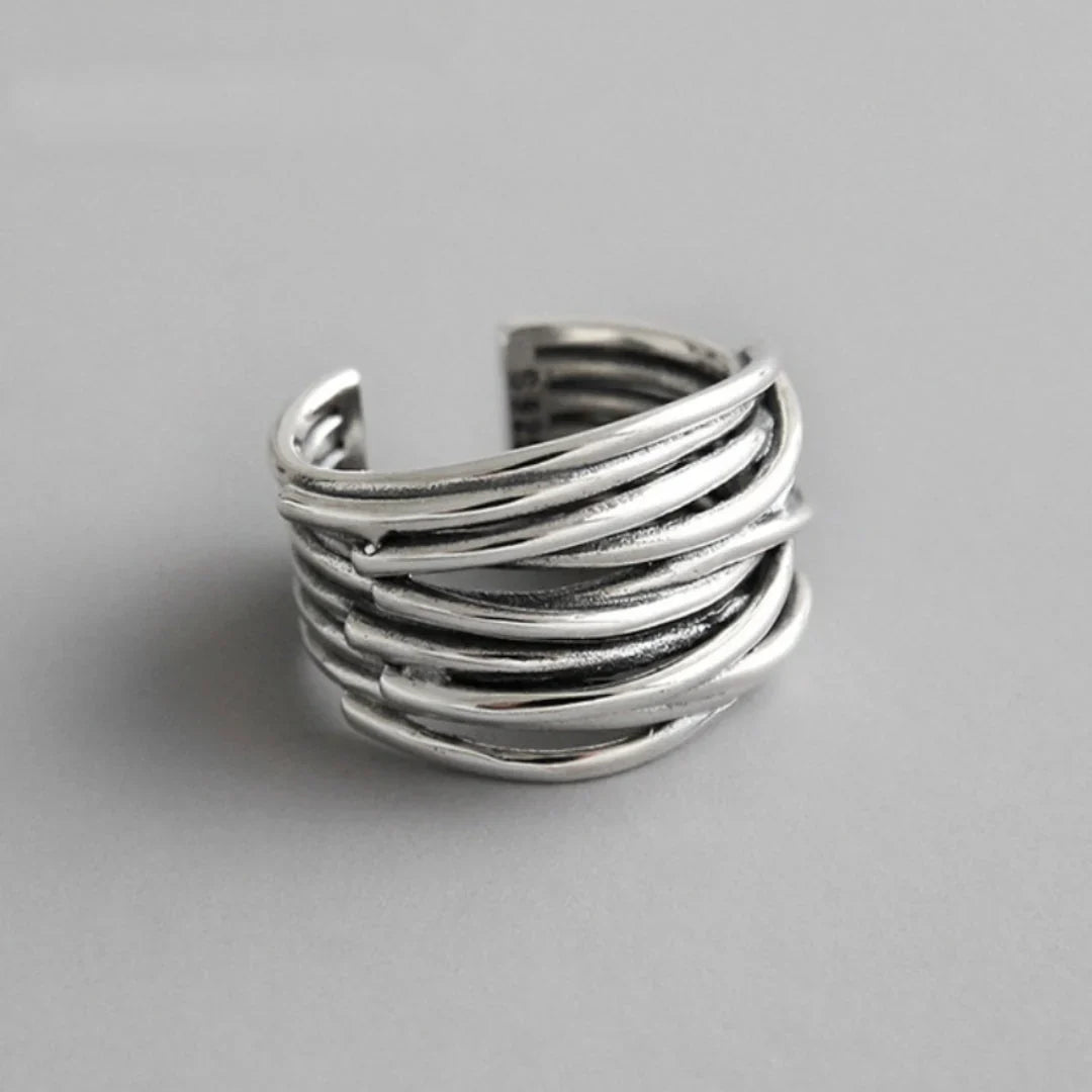 Noemi™ | Gelaagde verstelbare zilveren ring