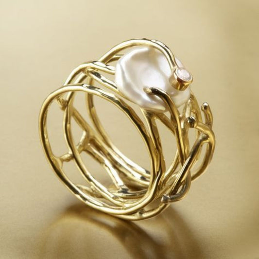 Samira – Dünner Gold- & Perlenring