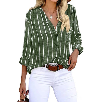 Maddie - Gestreepte blouse met knoopsluiting