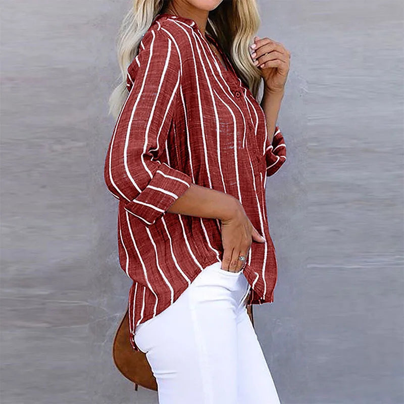 Maddie - Gestreepte blouse met knoopsluiting