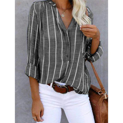 Maddie - Gestreepte blouse met knoopsluiting