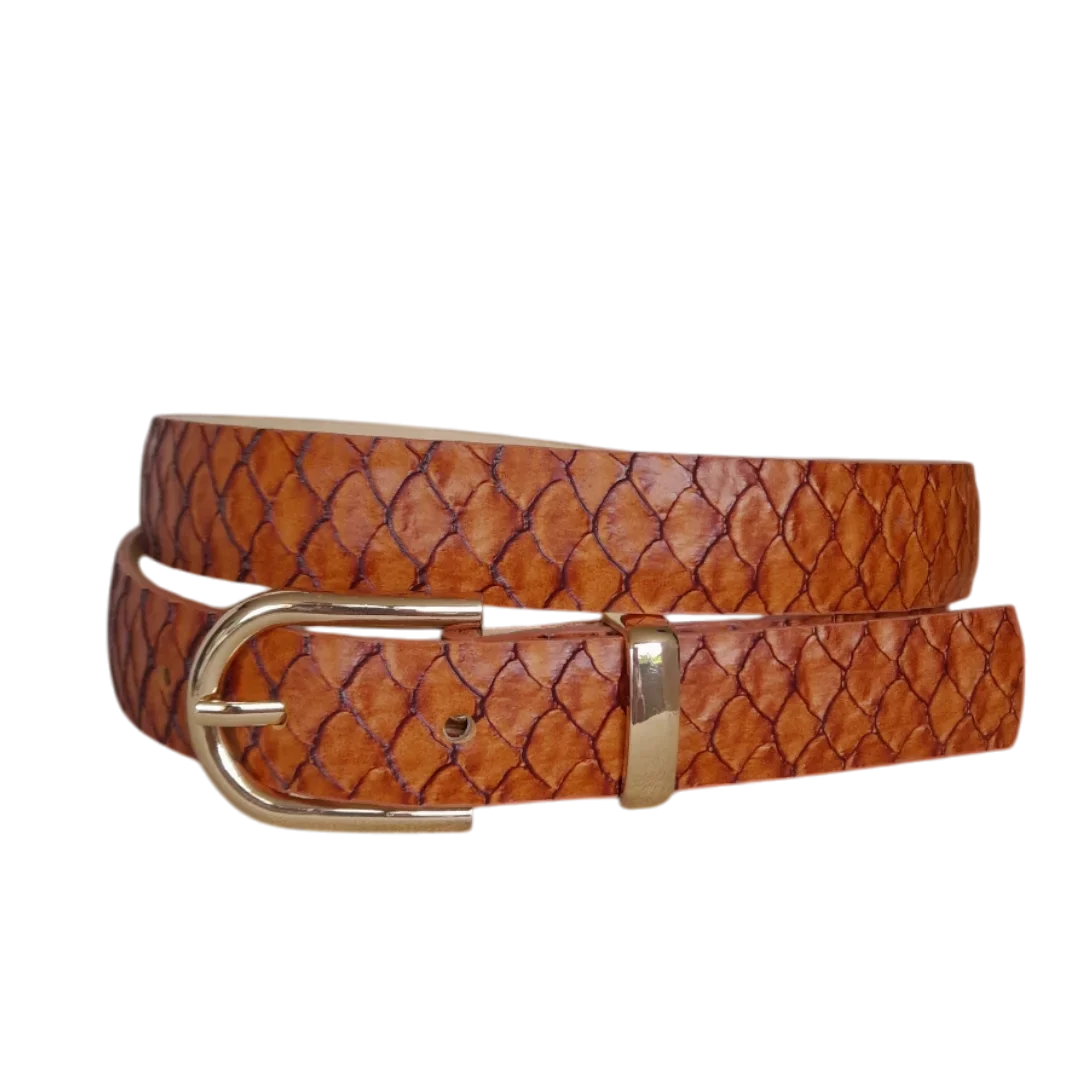 Dames leren riem in Honey Koi-kleur