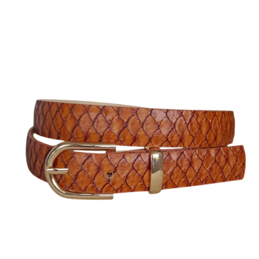 Dames leren riem in Honey Koi-kleur