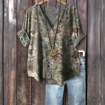 Vintage blouse met bloemenprint