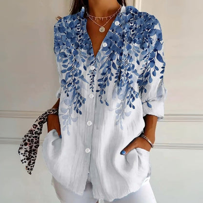 Embrie™ – Vintage-Bluse mit Blumen- und Blattmuster
