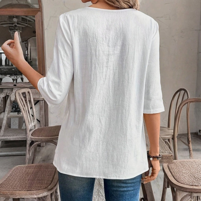 Casual blouse in effen kleur