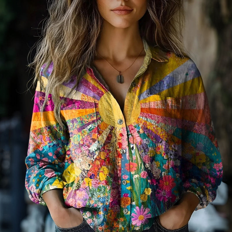 Vintage bloemenprint blouse