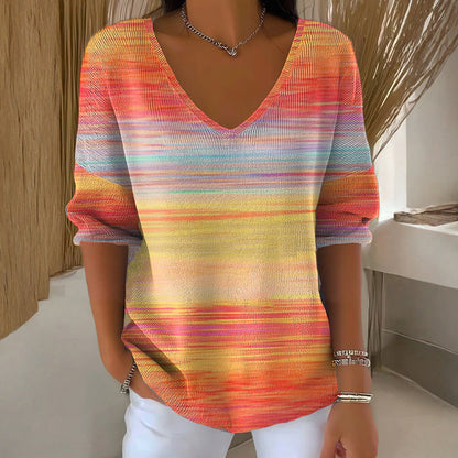 【Lange mouwen】Casual T-shirt met kleurverloop