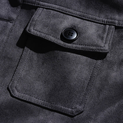 Herren Vintage Wildlederjacke mit Stehkragen und einreihigem Verschluss