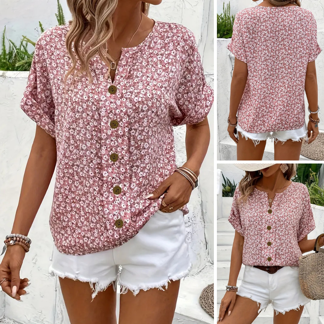 Cindy™ | Blouse met bloemenprint en gekerfde kraag