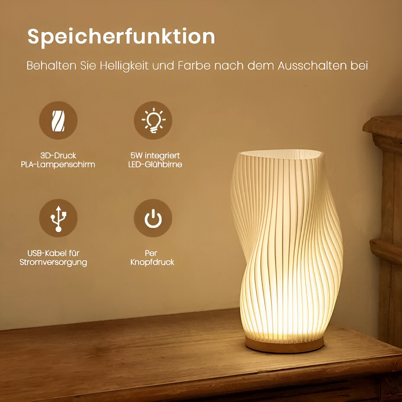 THARAH | Moderne crèmekleurige 3D-golflamp