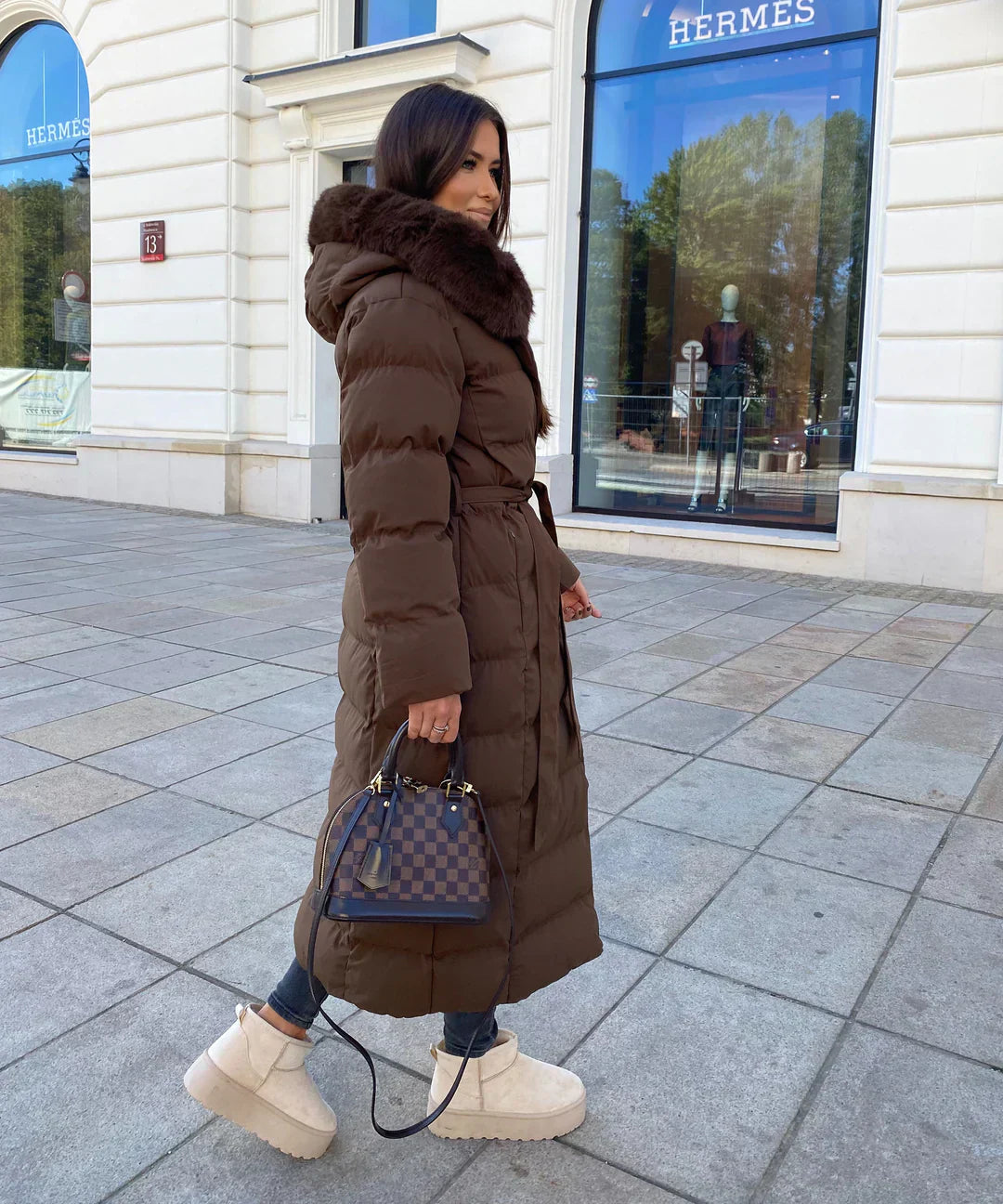 Gwendoline - Veste d'hiver en duvet synthétique avec fausse fourrure