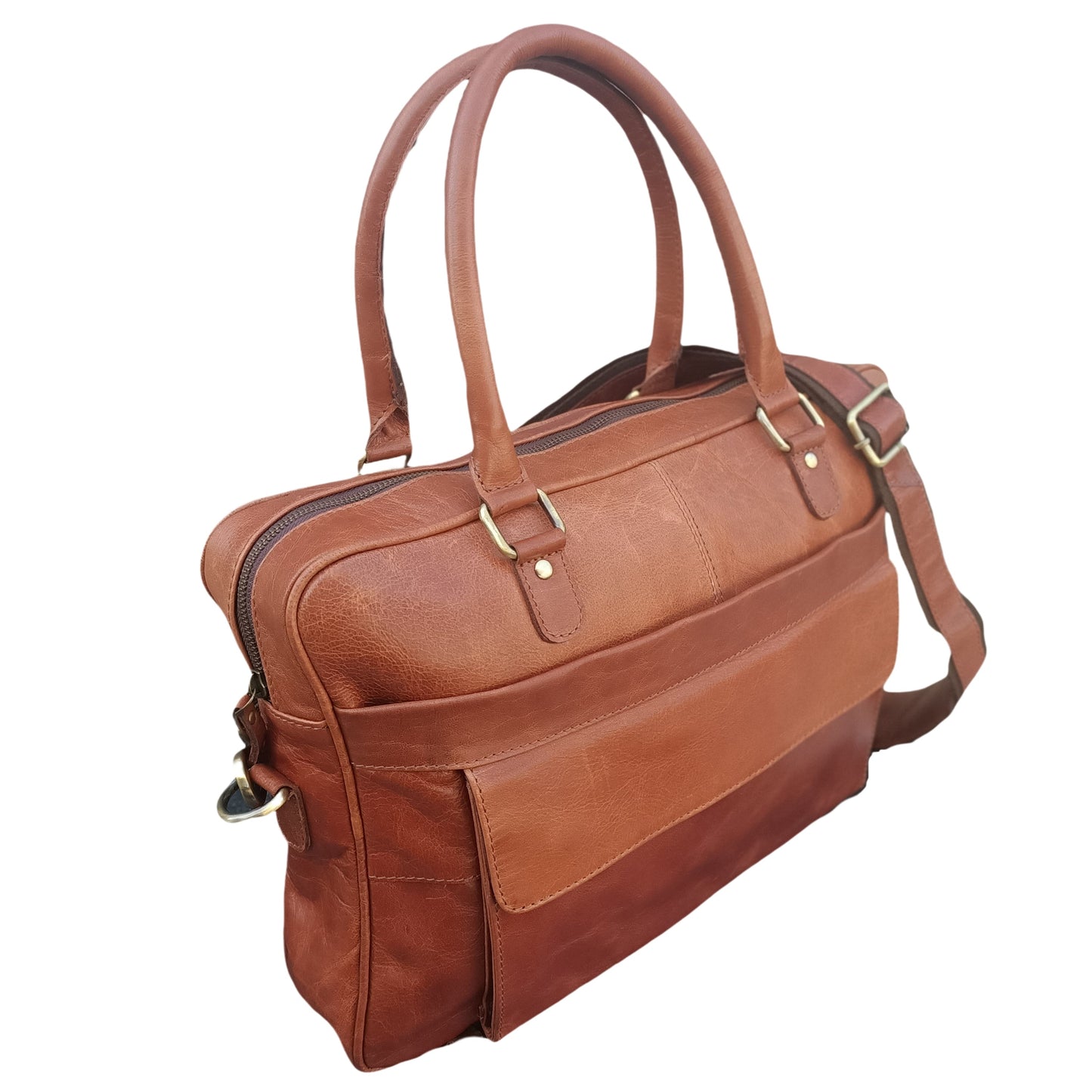 Helle Bruine Leren Laptoptas