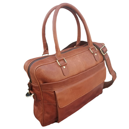Helle Bruine Leren Laptoptas
