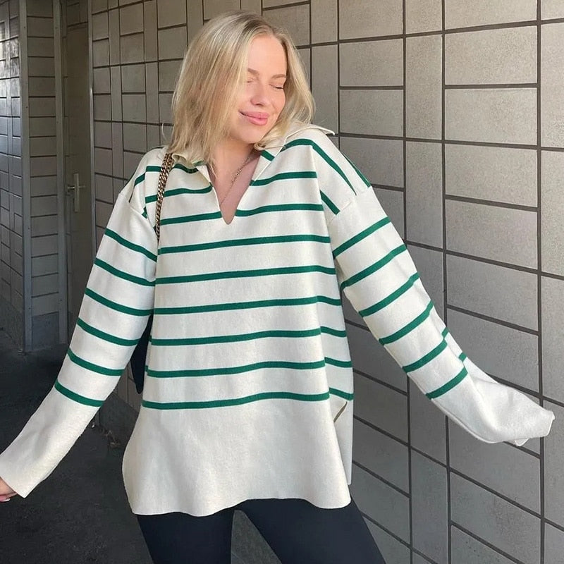 Gusaino Groen Gestreept Vest