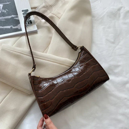 Tilly™ | Glanzende schoudertas met krokodillenpatroon