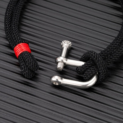 Rope Herenarmband van zwart roestvrij staal – U-vormige survivalarmband voor outdoor en reddingswerk