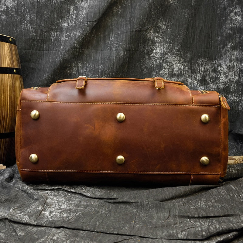 Vintage Crazy Horse Leren Reistas met Schoenenvak