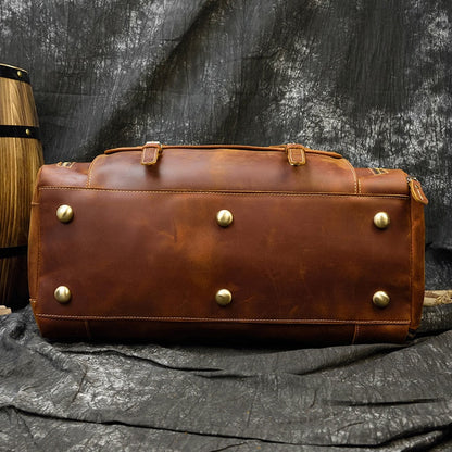 Vintage Crazy Horse Leren Reistas met Schoenenvak