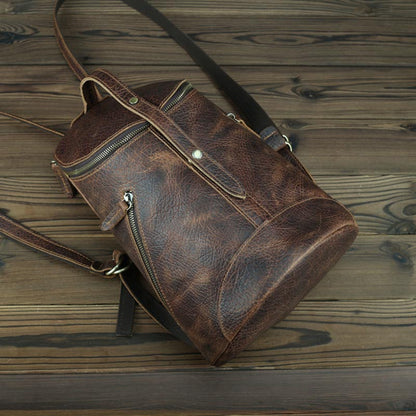 Vintage leren rugzak tas college