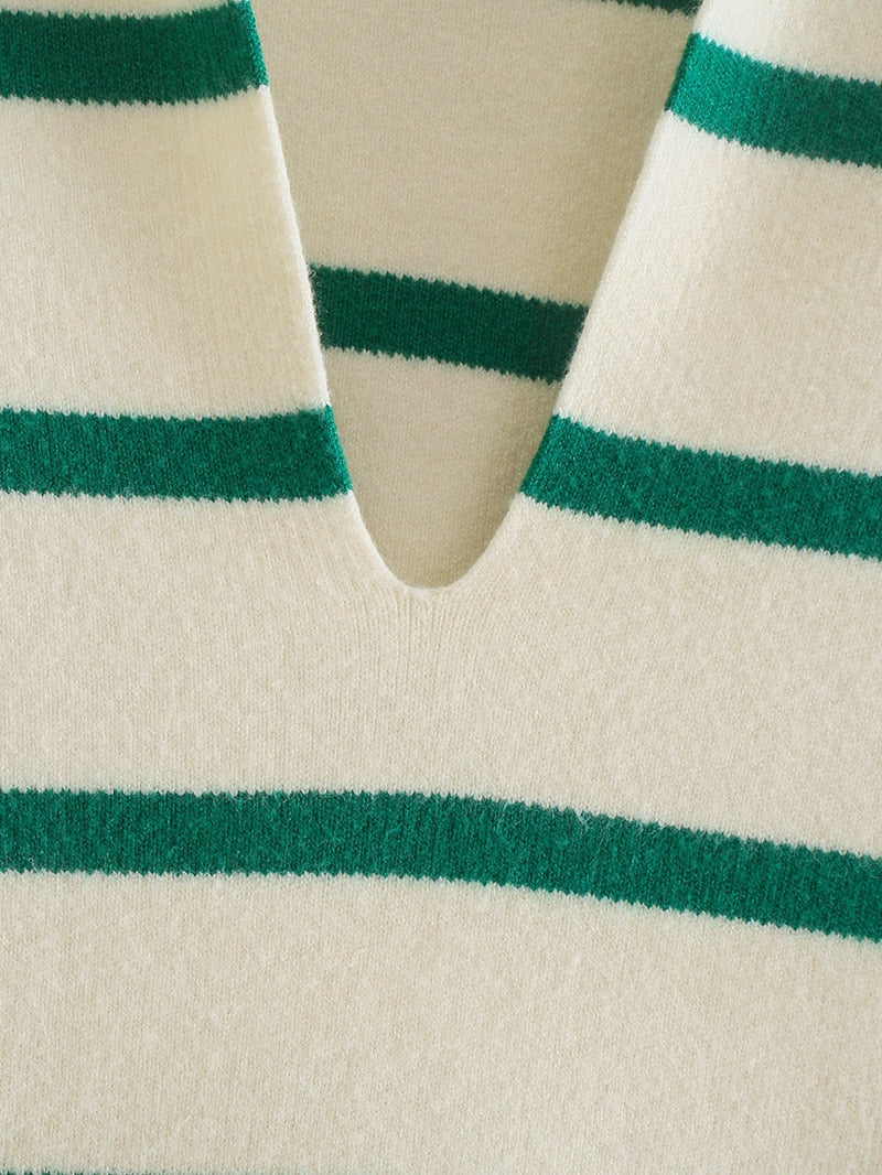 Gusaino Groen Gestreept Vest
