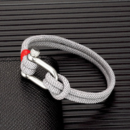 Rope Herenarmband van zwart roestvrij staal – U-vormige survivalarmband voor outdoor en reddingswerk