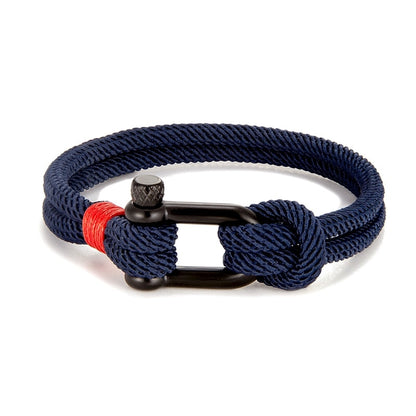 Rope Herenarmband van zwart roestvrij staal – U-vormige survivalarmband voor outdoor en reddingswerk