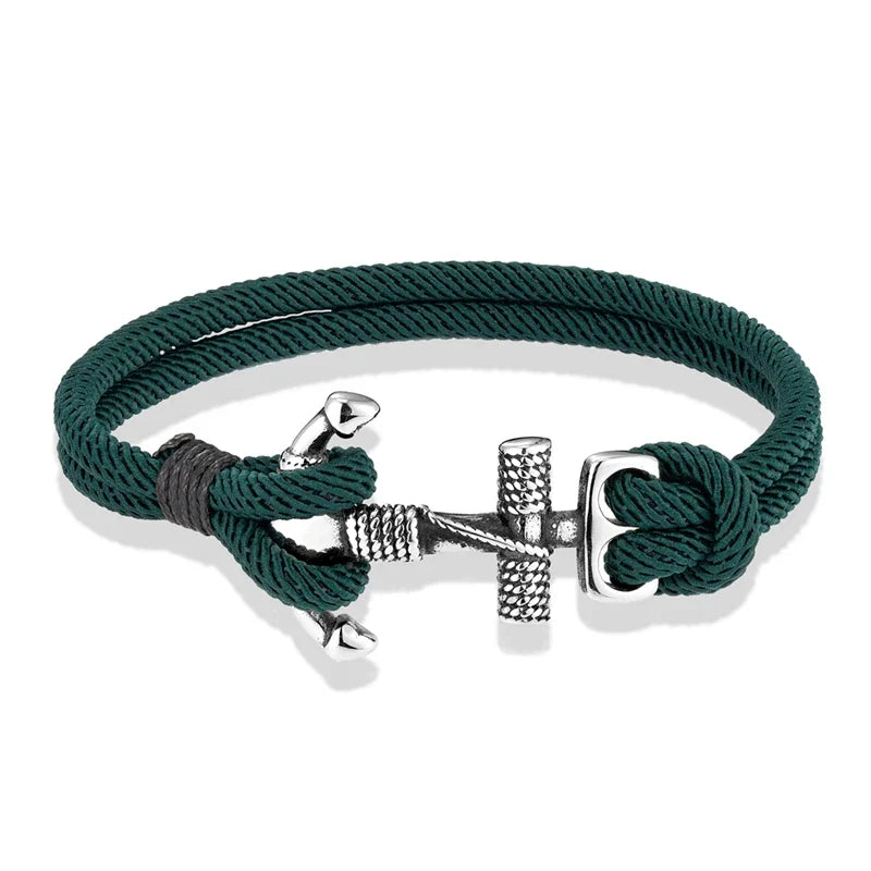 Nautilus Anker Touw Armband – Dubbele Draad Nautische Overlevingsstijl met Roestvrijstalen Marine Gesp, Waterdicht Ontwerp voor Mannen