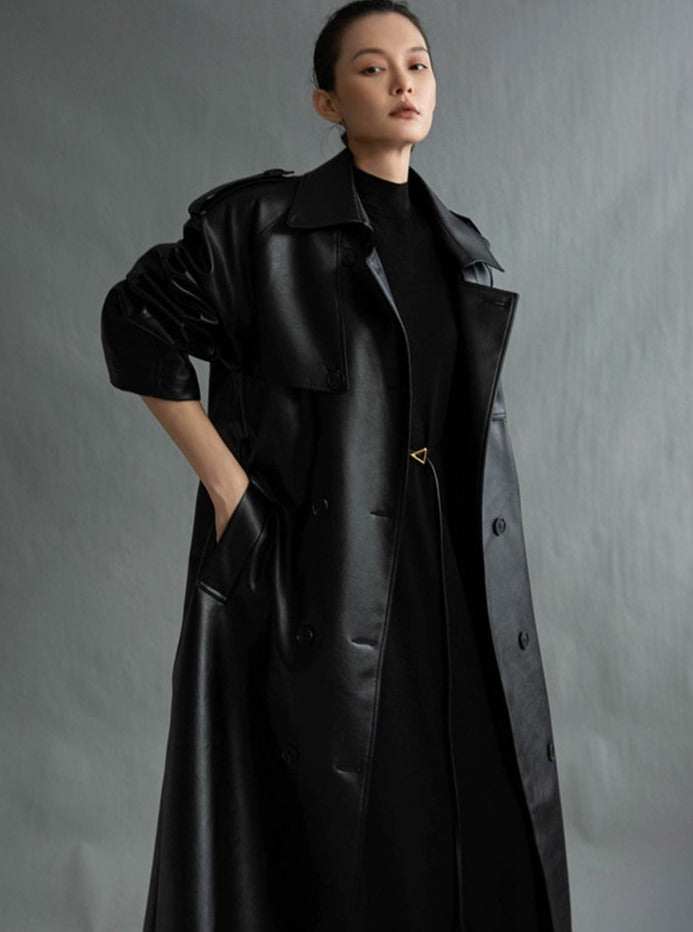 Leren trenchcoat in Francostijl