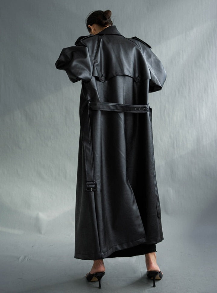 Leren trenchcoat in Francostijl