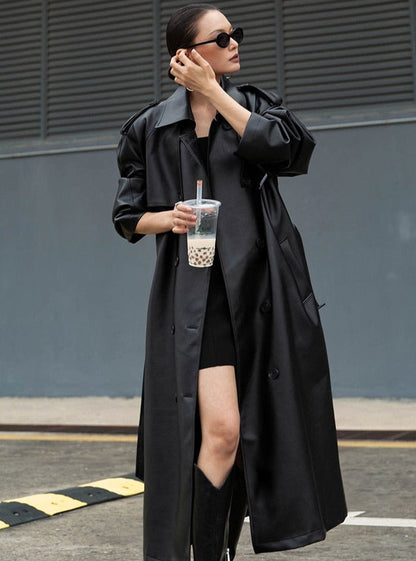 Leren trenchcoat in Francostijl