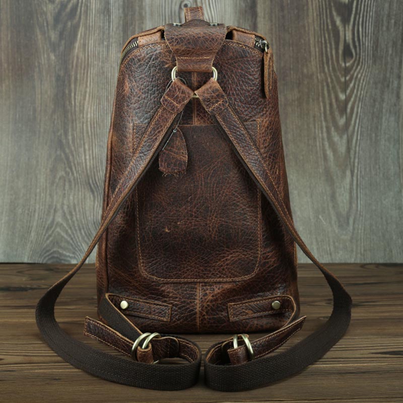 Vintage leren rugzak tas college