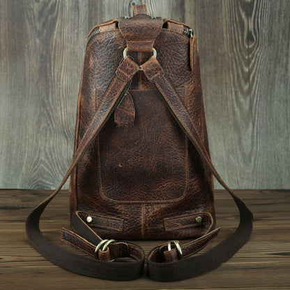 Vintage leren rugzak tas college