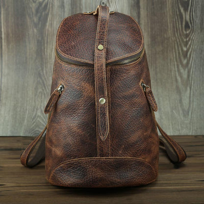 Vintage leren rugzak tas college