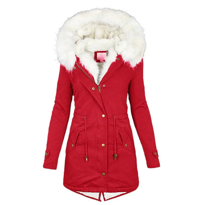 Giulia – Winterjas met imitatiebontvoering
